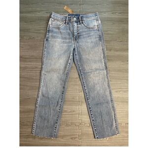 J.Crew Vintage Slim Straight Jeans Medium Wash Raw Hem 27P Petite High Rise